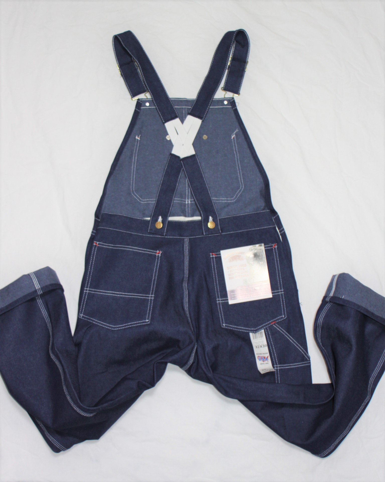 Round House Made in USA Low Back Blue Denim Bib Overalls ラウンド ...